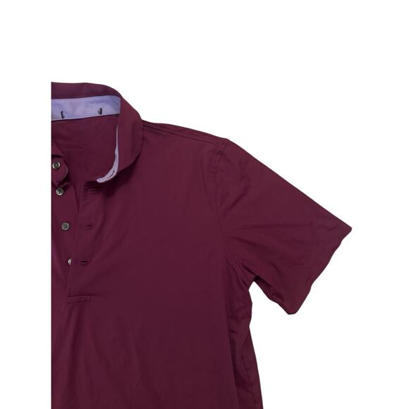 Men M Greyson Purple Short Sleeved Golf Polo Shirt Top Collar Tee Performance - Picture 2 of 5